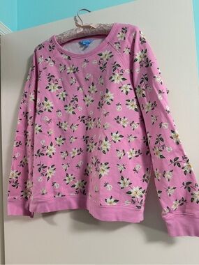 Draper James Pink floral Natalie Crewneck Sweatshirt size XL
